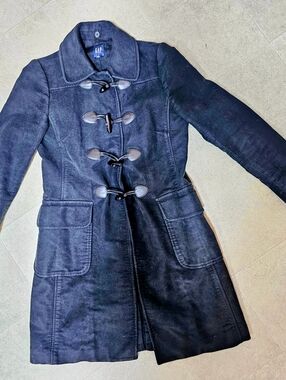 VTG Gap Women’s Black Toggle Duffle Coat Jacket Size Small Cotton Retro 90s Y2K